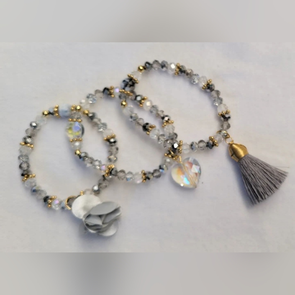 FP Movement by Free People Gray and Gold Beaded Bracelet Set